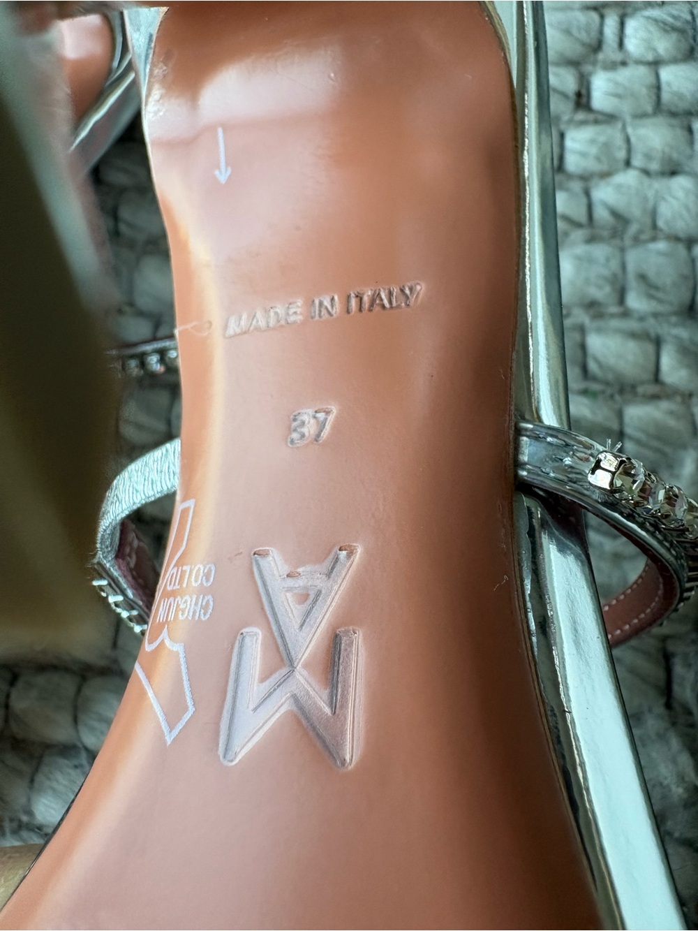 Amina Muaddi Gilda Sandals Silver size 6 - Picture 9 of 11